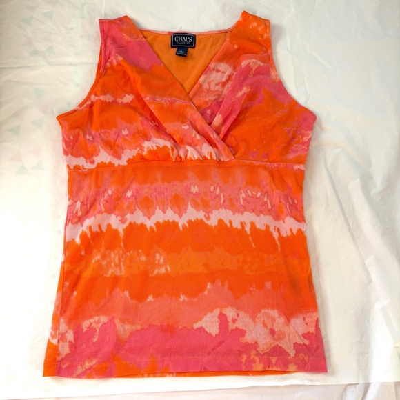 Chaps Women's Vibrant Pink Sleeveless Lined V-Neck Blouse - Picture 4 of 7